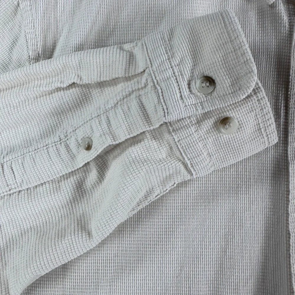 Banana Republic Corduroy Shirt Mens XL Extra Large Cream Untucked Fit Fine Wale